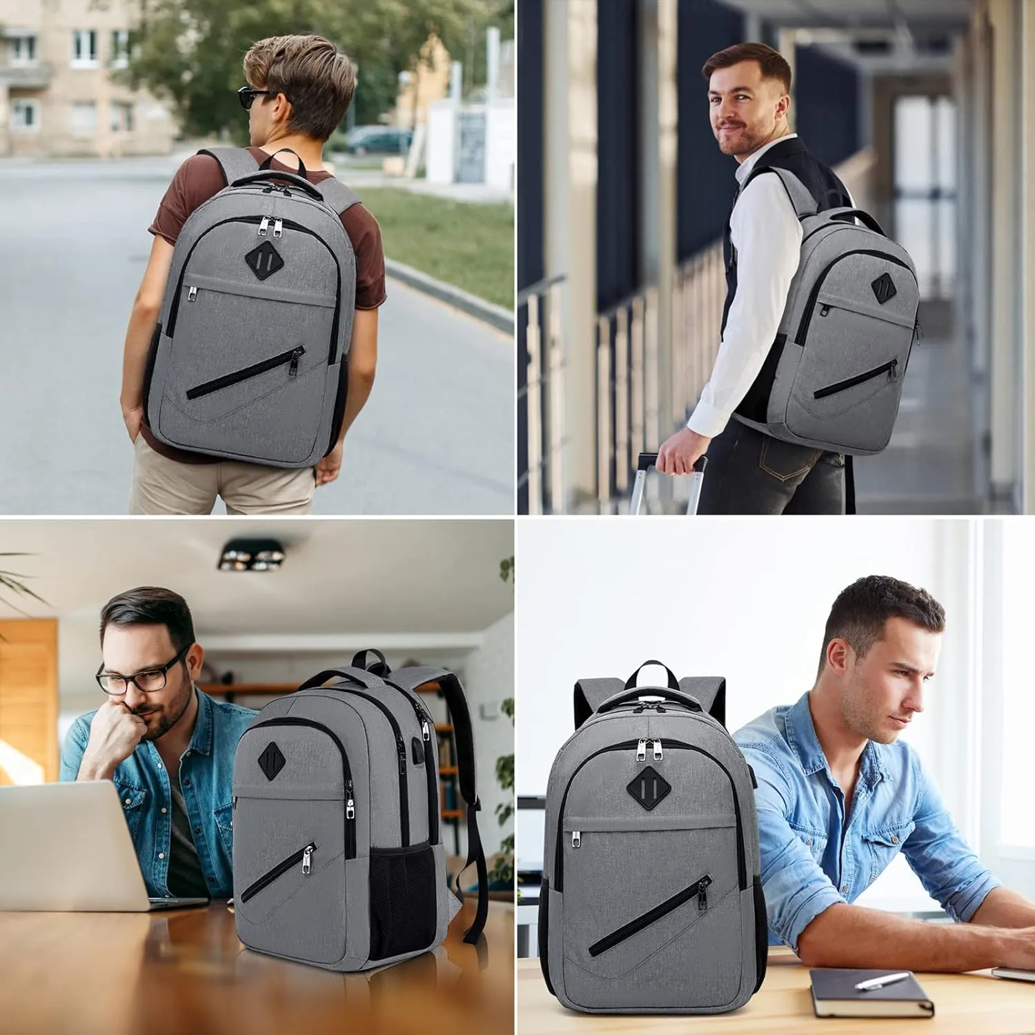 BIKROD Backpack, School Backpacks for Teen Boys & Girls, Student Bookbag Fits 17.3 Inch Laptop with USB Charging Port, Water Resistant Travel Backpack, Sturdy Anti Theft Computer Bag Gifts Men Women