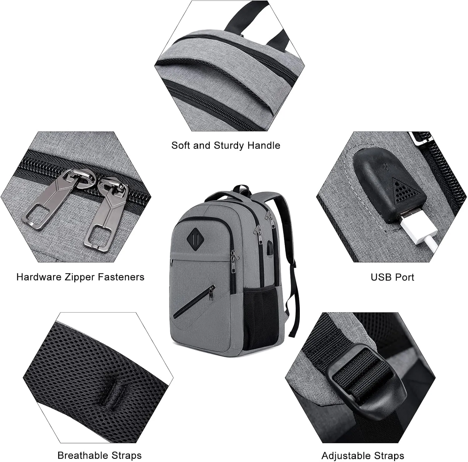 BIKROD Backpack, School Backpacks for Teen Boys & Girls, Student Bookbag Fits 17.3 Inch Laptop with USB Charging Port, Water Resistant Travel Backpack, Sturdy Anti Theft Computer Bag Gifts Men Women