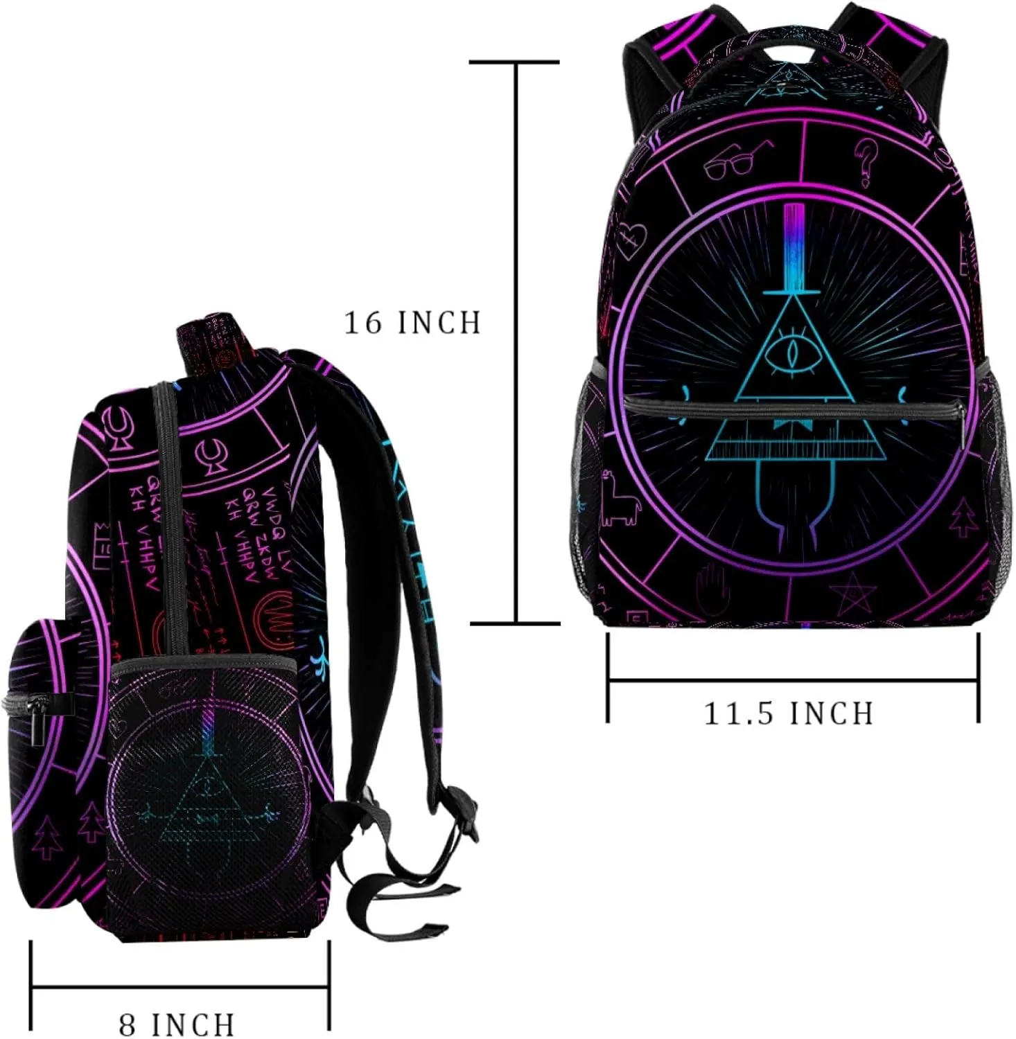 Bill Cipher Wheel Zodiac School Backpack for Girls Boys, Lightweight Bookbag Backpack Purse for Women