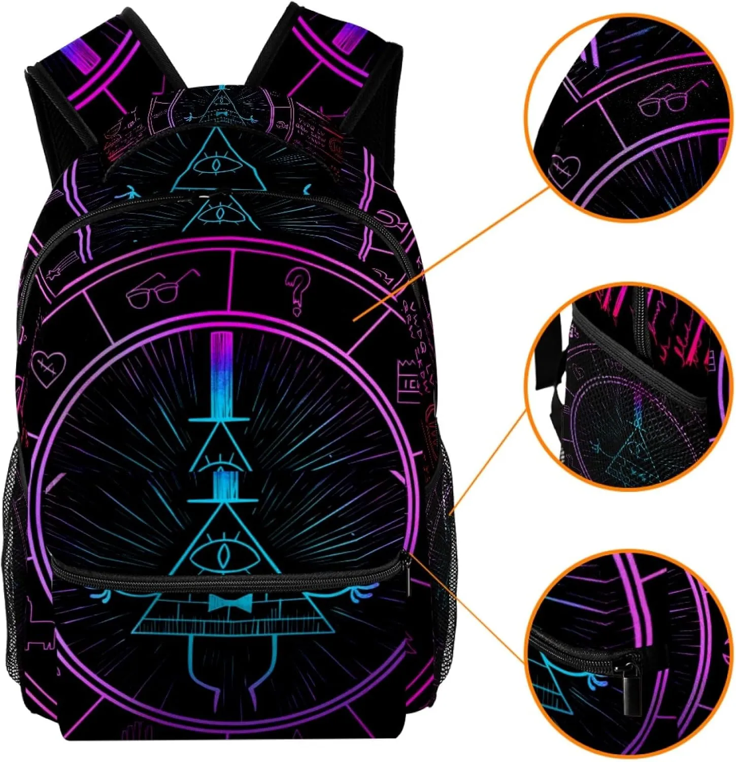Bill Cipher Wheel Zodiac School Backpack for Girls Boys, Lightweight Bookbag Backpack Purse for Women
