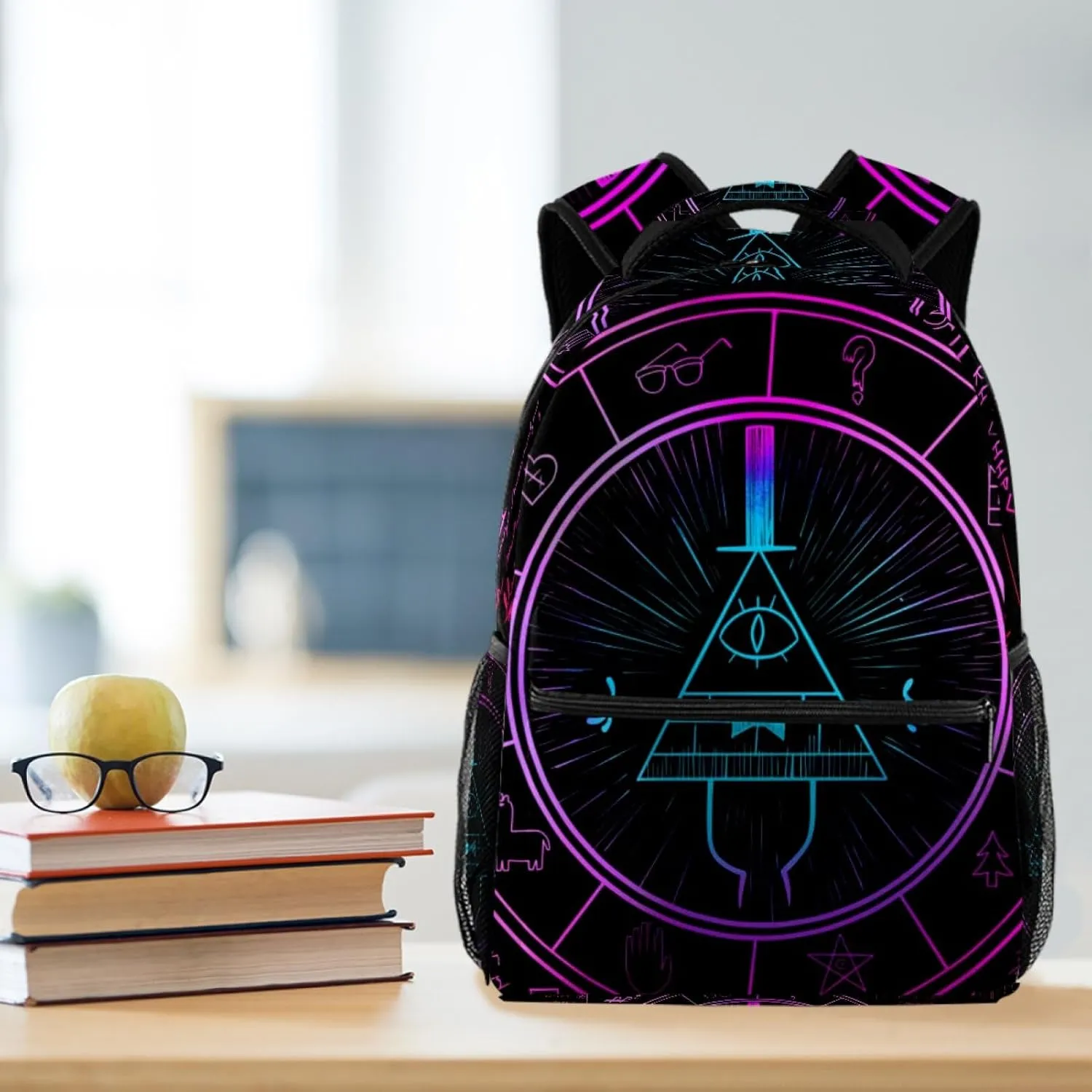 Bill Cipher Wheel Zodiac School Backpack for Girls Boys, Lightweight Bookbag Backpack Purse for Women