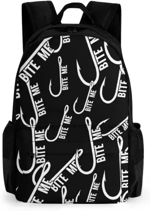 Bite Me Fishing Cute Laptop Backpack Travel Work Bag Business Weekender Bag with Pockets