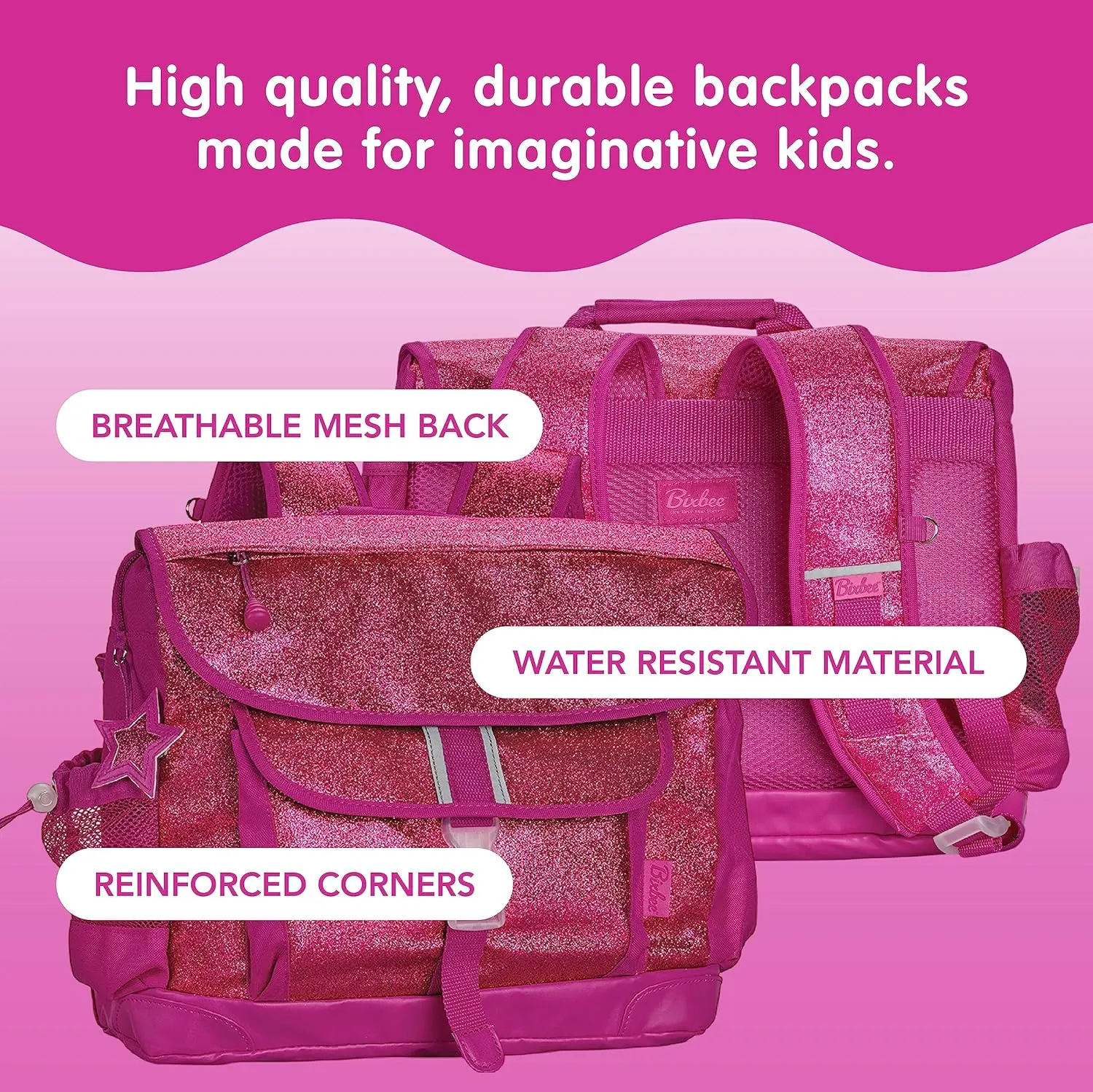 Bixbee Kids Backpack, Sparkalicious Ruby Raspberry, Medium