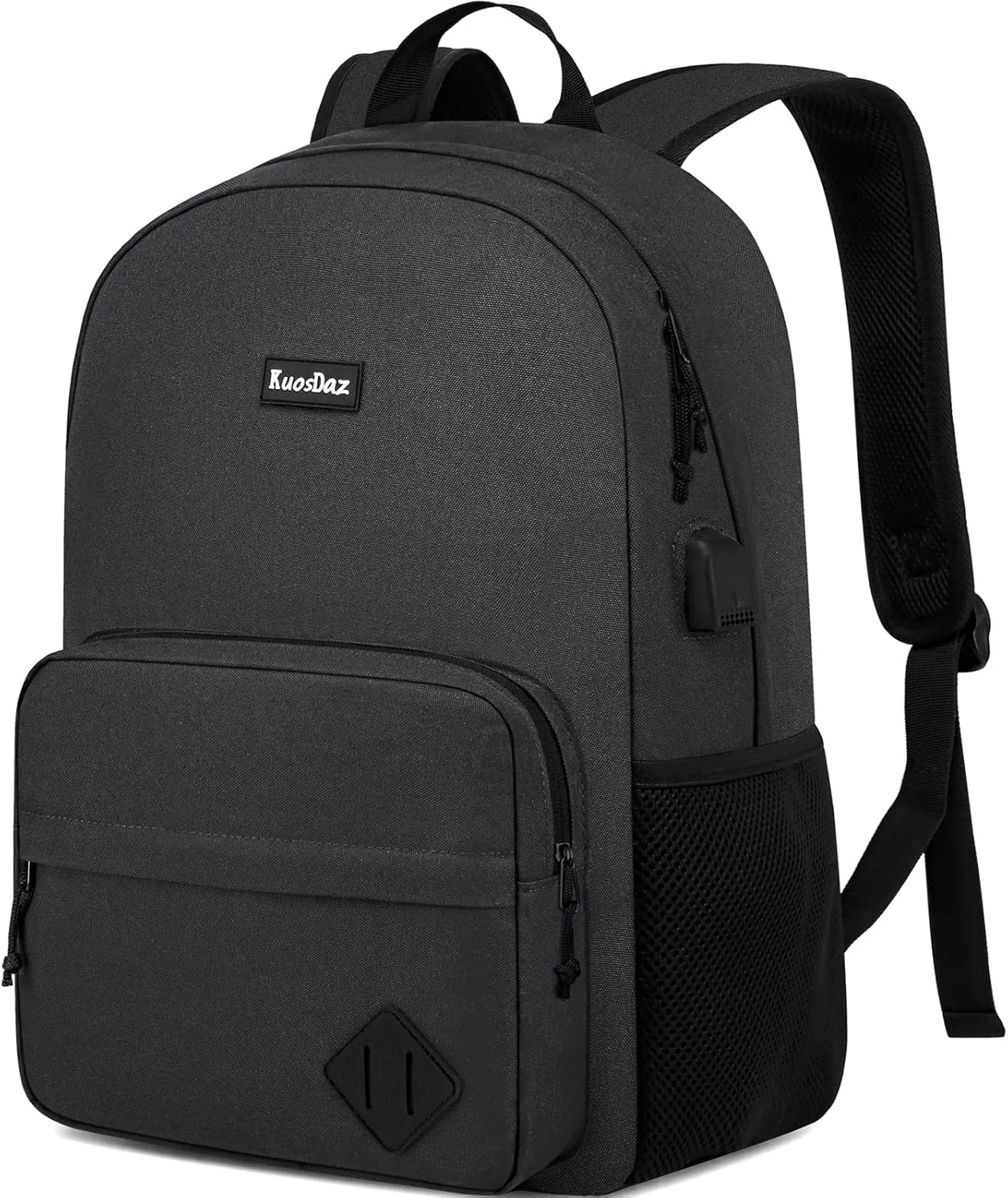 Black Backpack for School Teens Boys Girls, Lightweight Casual Backpacks for Men and Women, Classic Basic Water Resistant Casual Daypack, 15.6 Inch Laptop Bookbag for College High School Work Travel