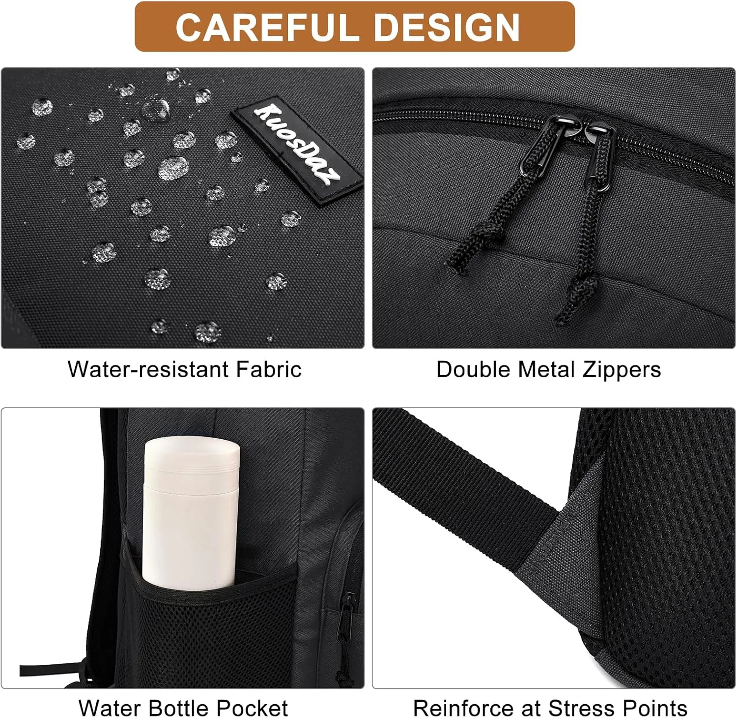 Black Backpack for School Teens Boys Girls, Lightweight Casual Backpacks for Men and Women, Classic Basic Water Resistant Casual Daypack, 15.6 Inch Laptop Bookbag for College High School Work Travel