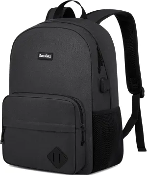 Black Backpack for School Teens Boys Girls, Lightweight Casual Backpacks for Men and Women, Classic Basic Water Resistant Casual Daypack, 15.6 Inch Laptop Bookbag for College High School Work Travel