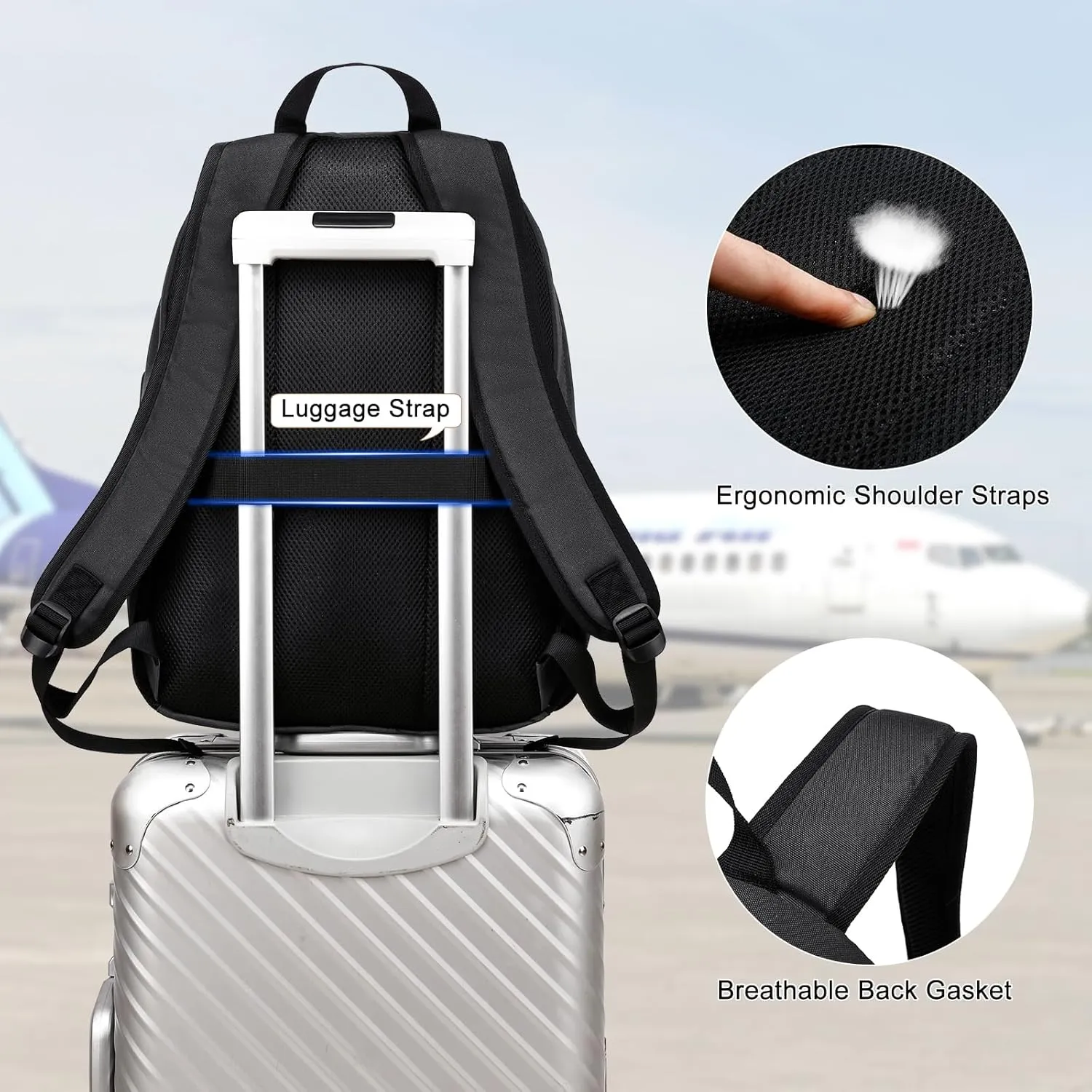 Black Backpack for School Teens Boys Girls, Lightweight Casual Backpacks for Men and Women, Classic Basic Water Resistant Casual Daypack, 15.6 Inch Laptop Bookbag for College High School Work Travel