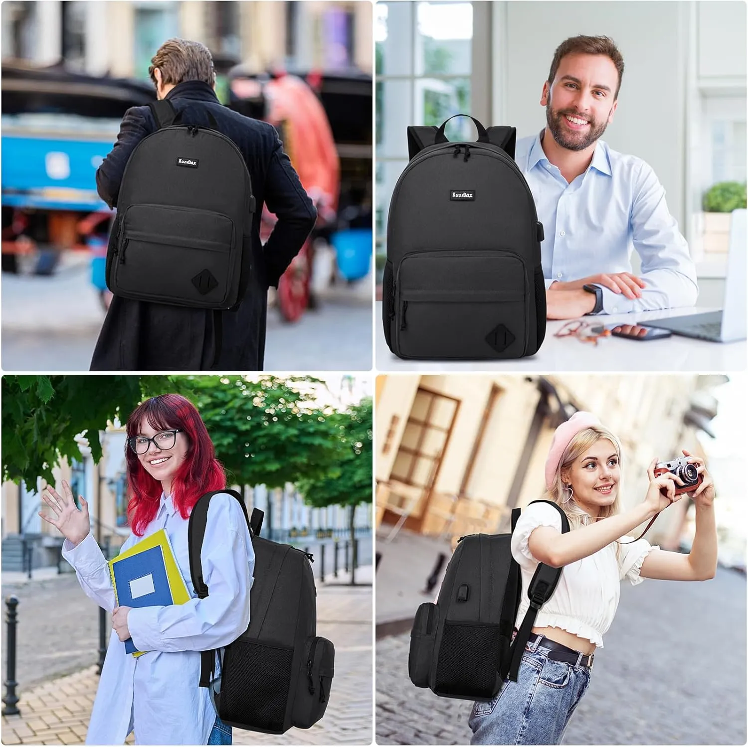 Black Backpack for School Teens Boys Girls, Lightweight Casual Backpacks for Men and Women, Classic Basic Water Resistant Casual Daypack, 15.6 Inch Laptop Bookbag for College High School Work Travel