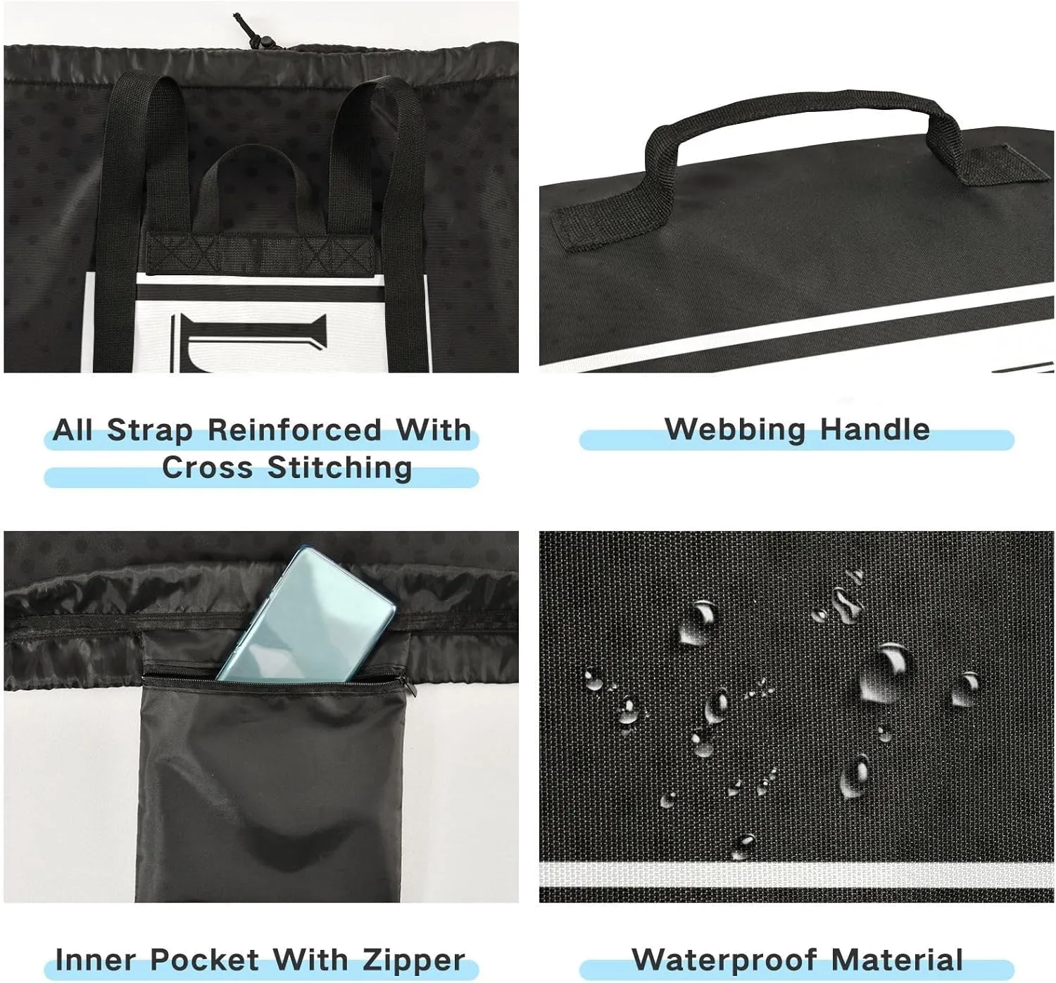 Black Nylon Travel Laundry Bag for Luggage Dirty Heavy Duty Dirty Clothes Organizer with Drawstring Closure & Shoulder Straps Clothes Hamper Bag for College Dorm Apartment Factories