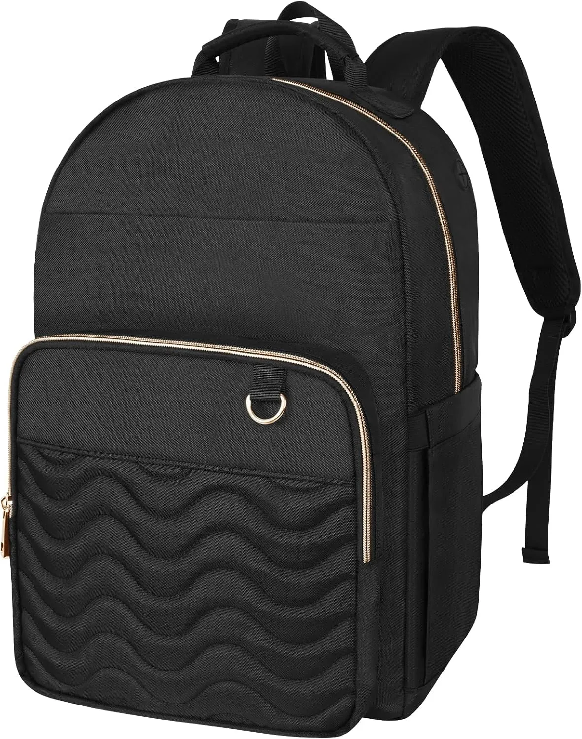 Black Qulited Backpack for Women, Travel Laptop Back pack, 15.6 inch Laptop Backpacks with USB Port, School Back Pack for Girls Boys, Water Resistant Book Bags, Teacher Bookbags Daypacks