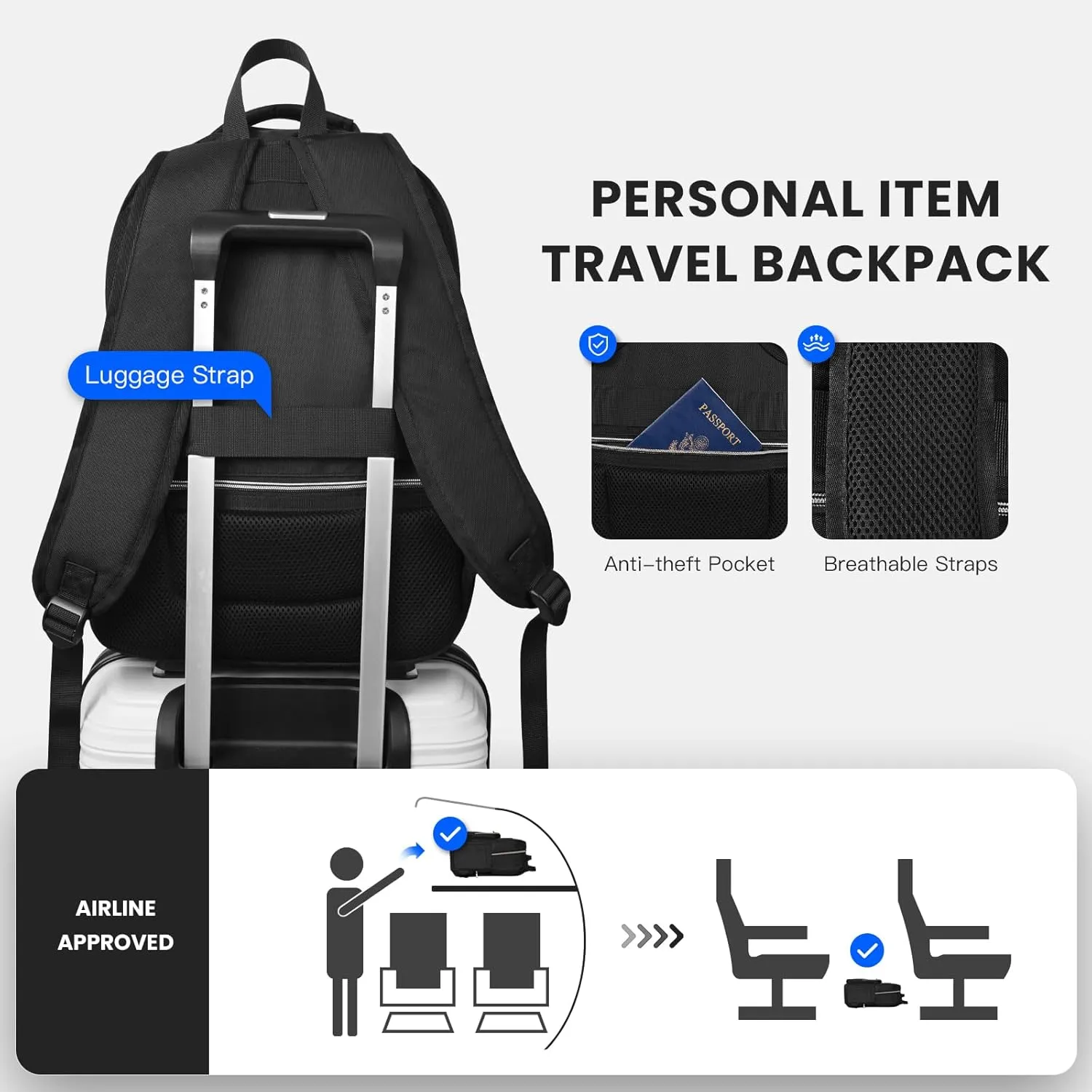 Black Qulited Backpack for Women, Travel Laptop Back pack, 15.6 inch Laptop Backpacks with USB Port, School Back Pack for Girls Boys, Water Resistant Book Bags, Teacher Bookbags Daypacks