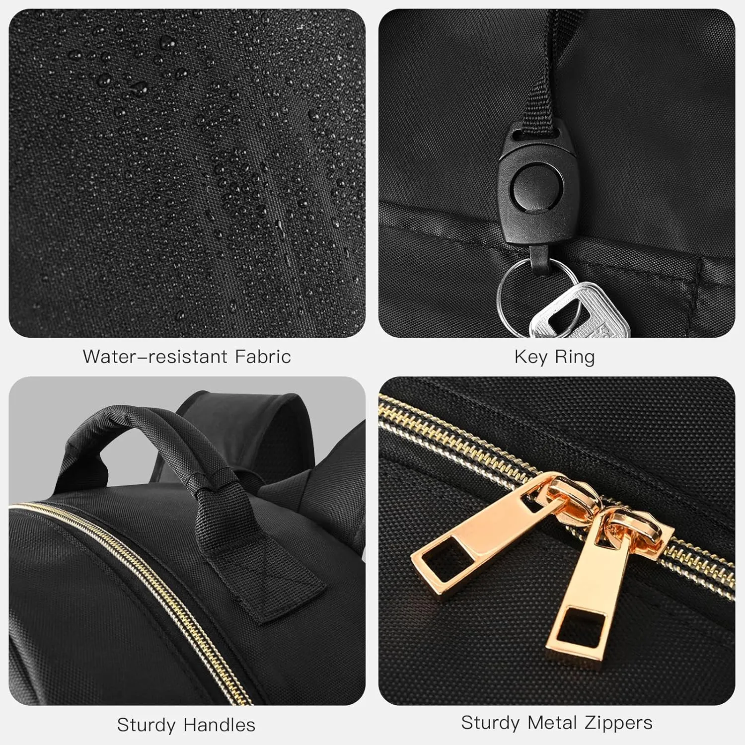 Black Qulited Backpack for Women, Travel Laptop Back pack, 15.6 inch Laptop Backpacks with USB Port, School Back Pack for Girls Boys, Water Resistant Book Bags, Teacher Bookbags Daypacks