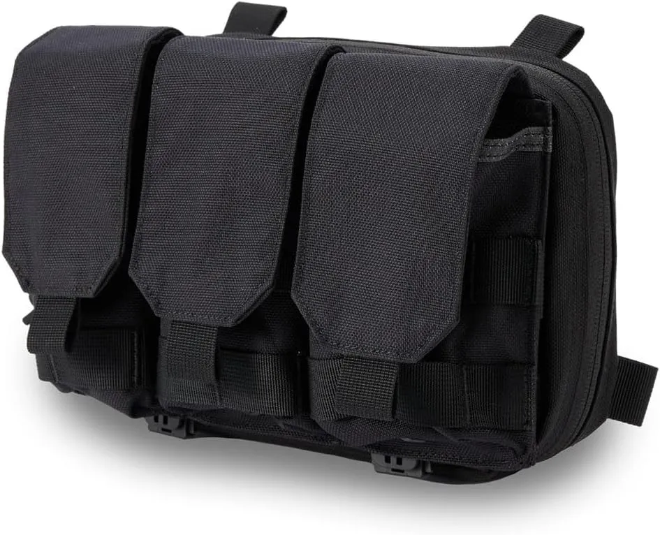Black Tactical Molle EDC Pouch - Admin Pouch with Molle Attachments for Backpacks
