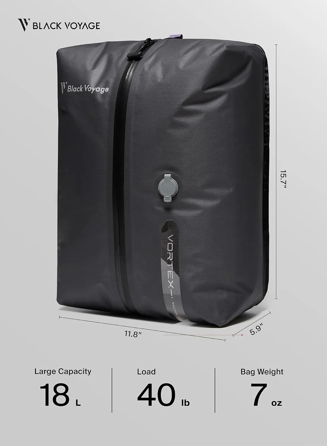 Black Voyage Travel Pack Vacuum Kit Reusable Air Seal Compression Bags with Wireless Vacuum Pump Suitcases Backpack Space Saver Airline Travel Airback Vacpack (2-Pack, Medium (No Vacuum Pump)