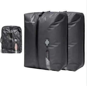 Black Voyage Travel Pack Vacuum Kit Reusable Air Seal Compression Bags with Wireless Vacuum Pump Suitcases Backpack Space Saver Airline Travel Airback Vacpack (2-Pack, Medium (No Vacuum Pump)