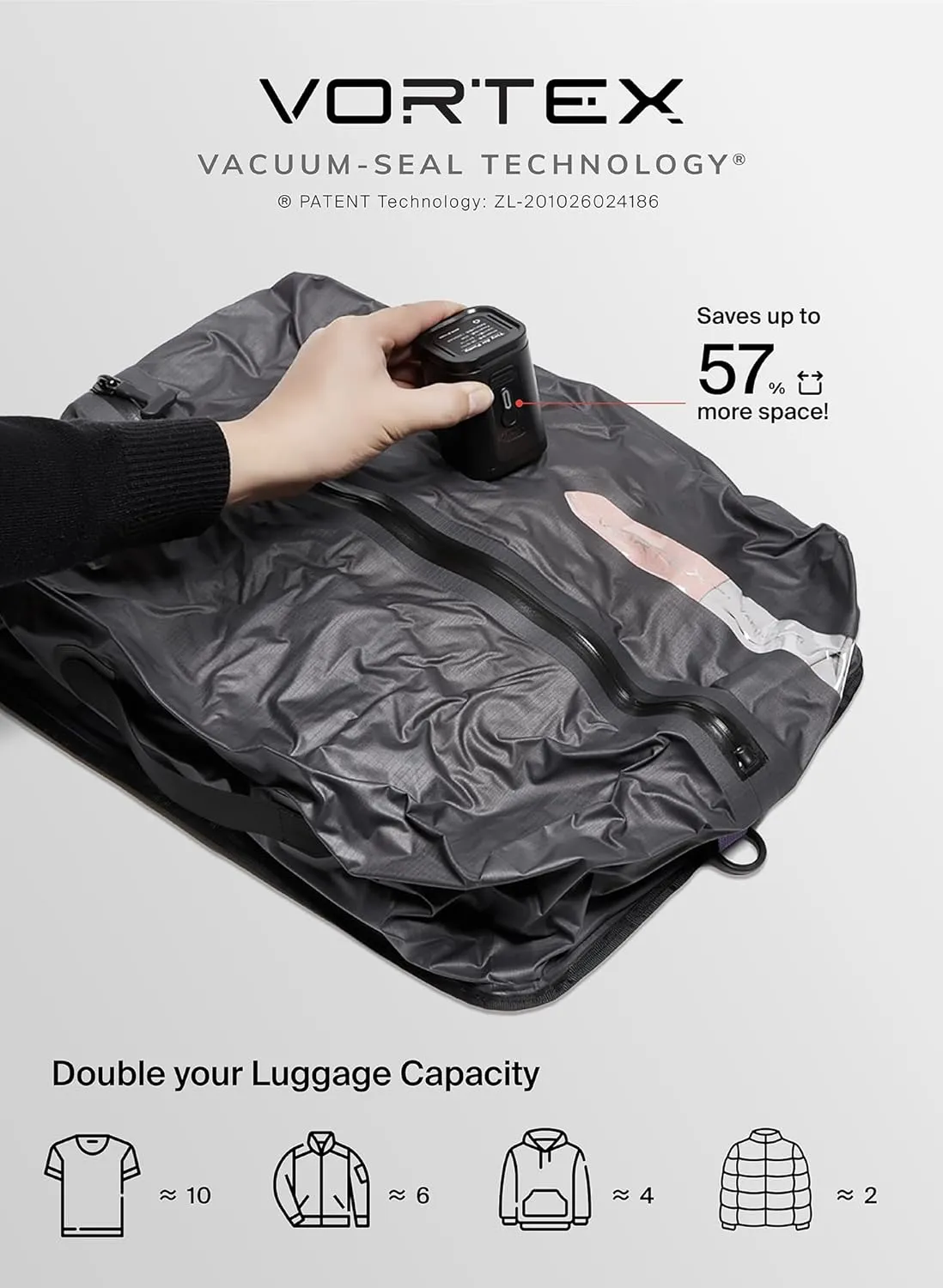 Black Voyage Travel Pack Vacuum Kit Reusable Air Seal Compression Bags with Wireless Vacuum Pump Suitcases Backpack Space Saver Airline Travel Airback Vacpack (2-Pack, Medium (Vacuum Pump Included)