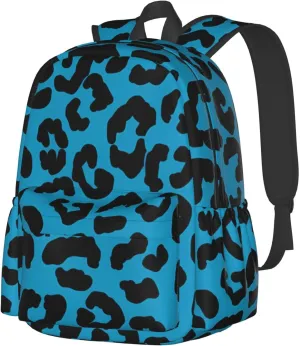 Blue and black cheetah aesthetic Backpacks 15 Inch Laptop Backpack Multipurpose Double Shoulder Bag for Men Women Gifts