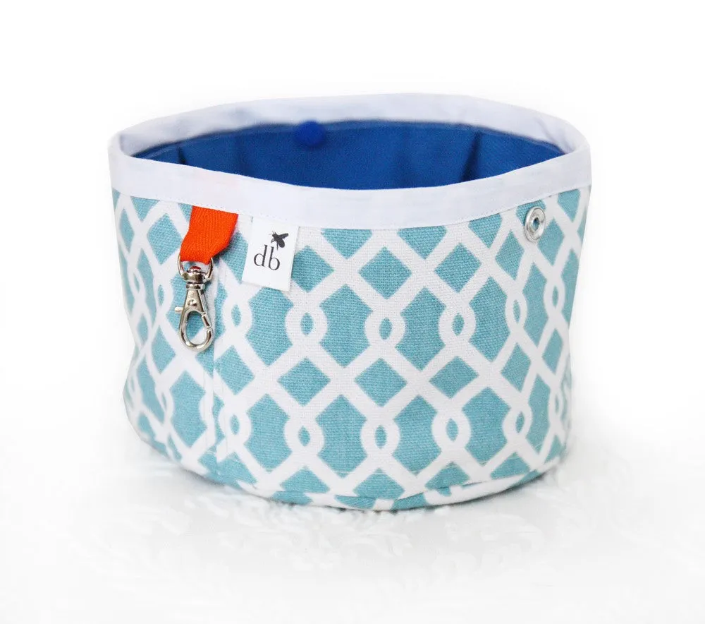 Blue - Travel Print Enormous discount Water Squishy Bowl Weekly deal Pet French Lattice