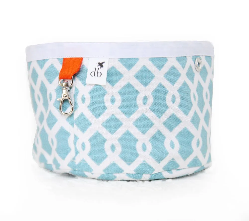 Blue - Travel Print Enormous discount Water Squishy Bowl Weekly deal Pet French Lattice