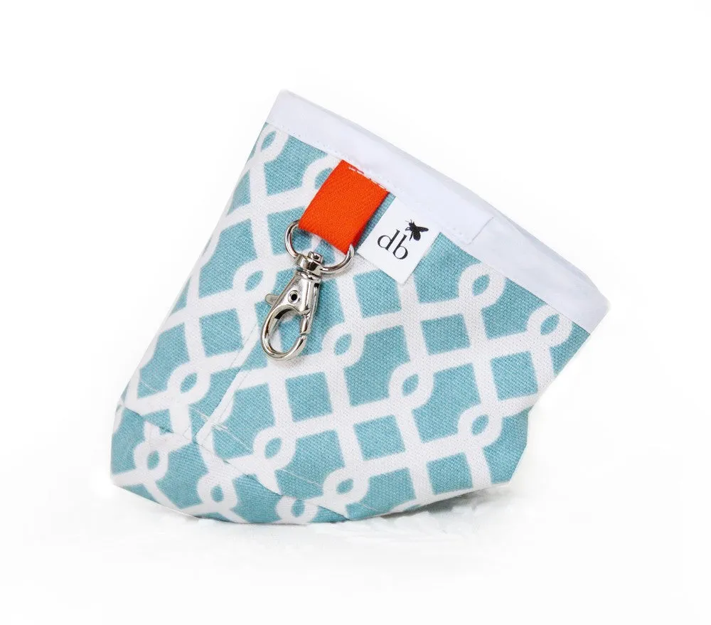 Blue - Travel Print Enormous discount Water Squishy Bowl Weekly deal Pet French Lattice