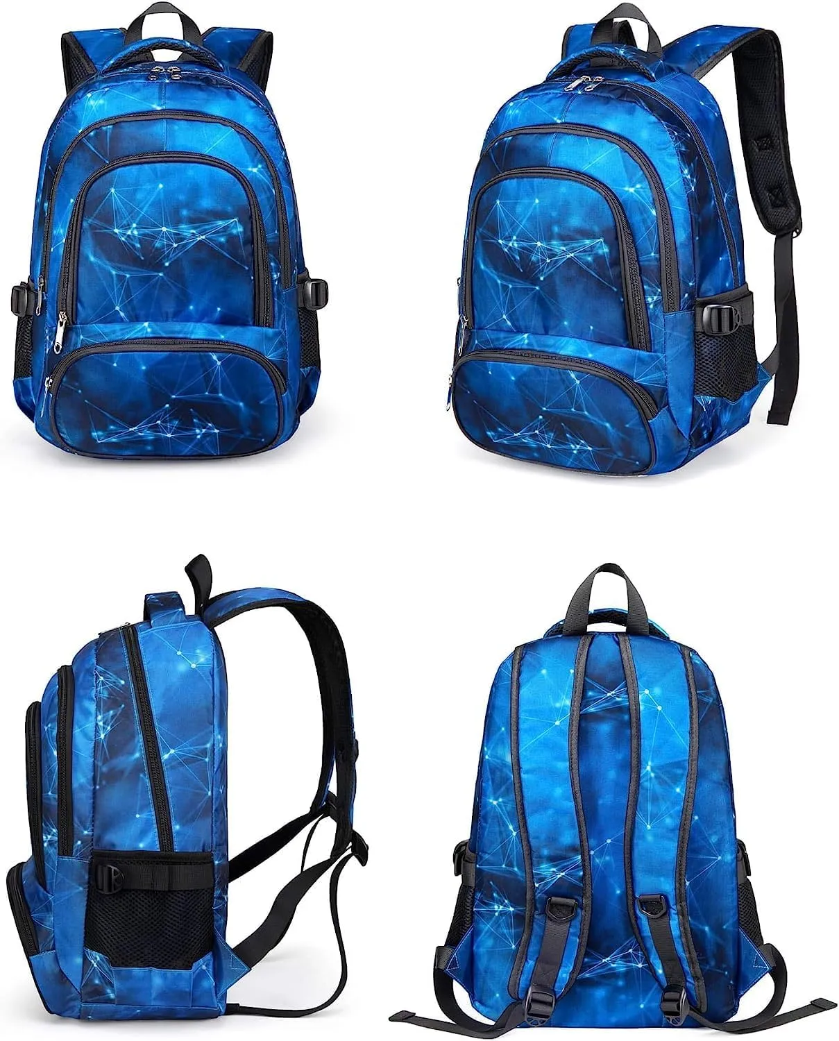 BLUEFAIRY Kids Backpack for Boys School Bookbags for Elementary Primary Middle Bulk Book Bags for Teens Childs Mochilas para Niños Aged 8-10 Years Star Blue 2 Pack