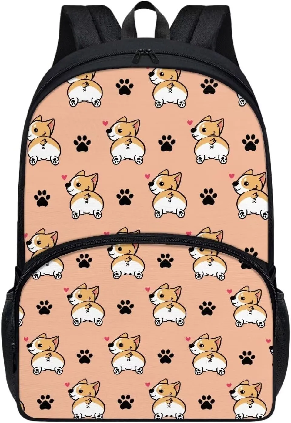 Bookbag for School Corgi Dog Paw Print Kids Backpacks for Girls Boys Kids Bookbags With Padded Laptop Compartment Durable Large Capacity 17 Inch Backpacks for High School Girls