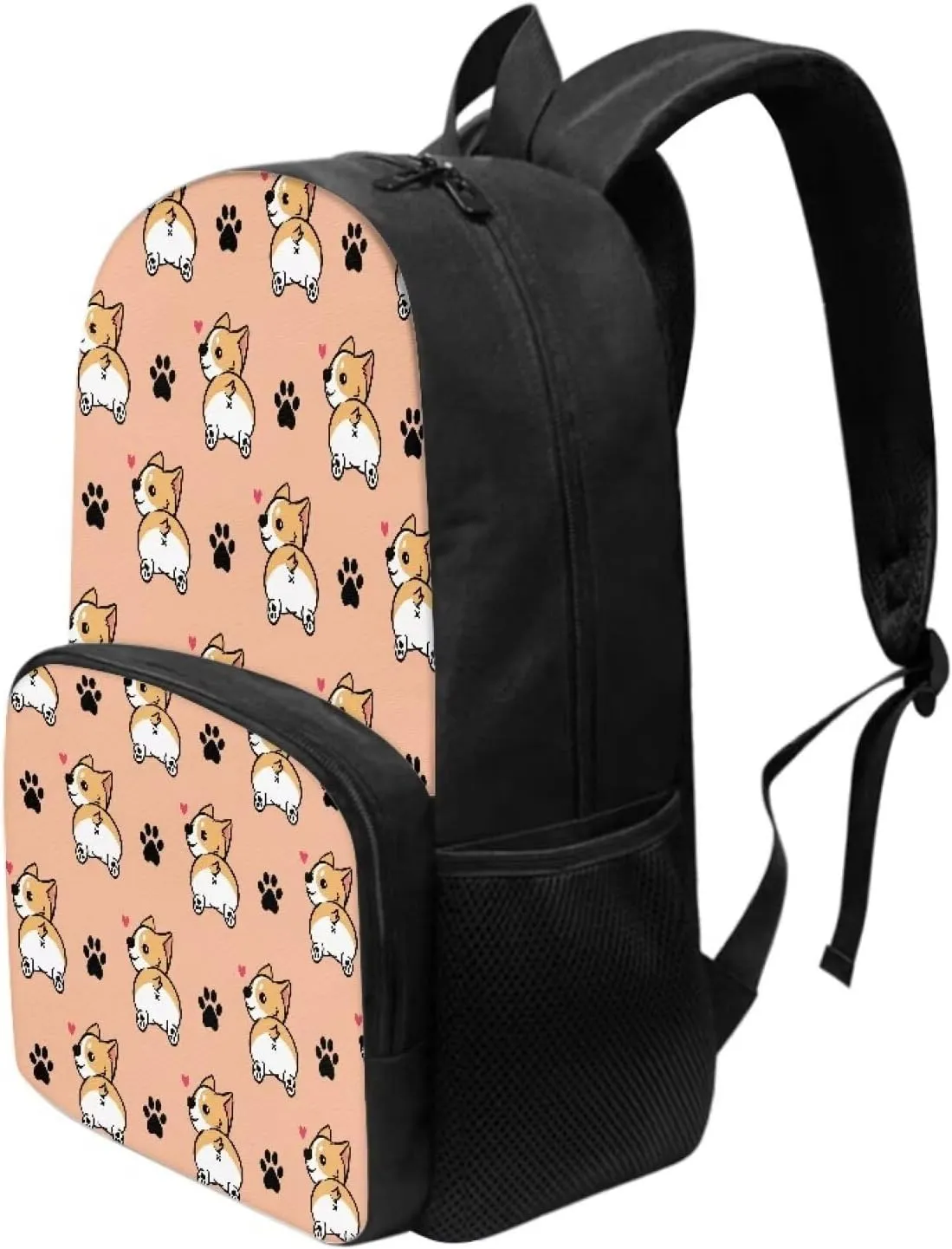 Bookbag for School Corgi Dog Paw Print Kids Backpacks for Girls Boys Kids Bookbags With Padded Laptop Compartment Durable Large Capacity 17 Inch Backpacks for High School Girls