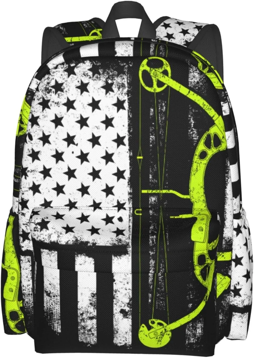Bow Hunting American Flag Archery Bowhunter Casual Backpacks Large Travel Backpack Laptop Rucksack Sports Daypack Adjustable Strap Bag for Camping Hiking