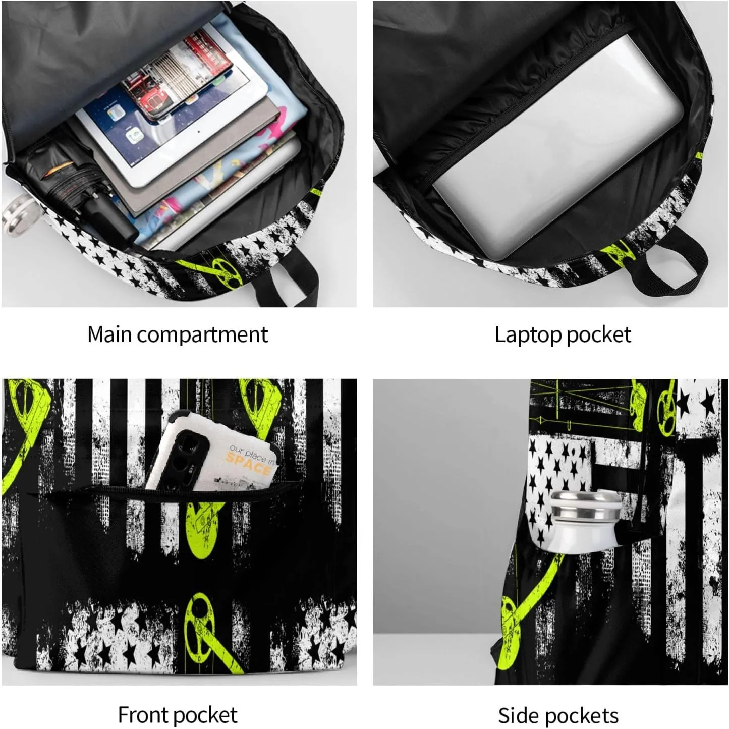Bow Hunting American Flag Archery Bowhunter Casual Backpacks Large Travel Backpack Laptop Rucksack Sports Daypack Adjustable Strap Bag for Camping Hiking