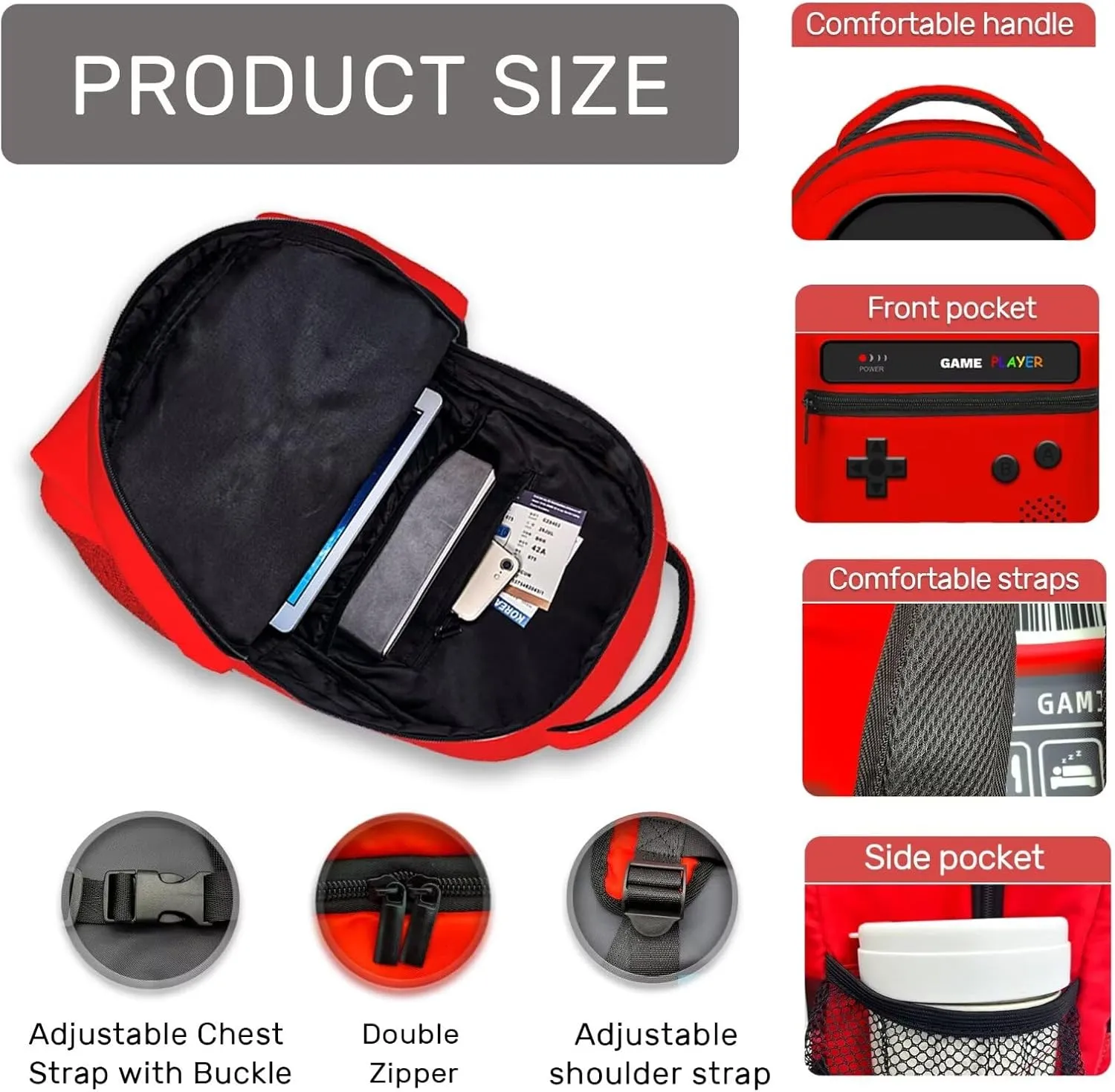 Boys Backpack, Gamer Backpacks For Kids Children Teens, Video Game Bookbag, Large Travel Laptop Backpacks