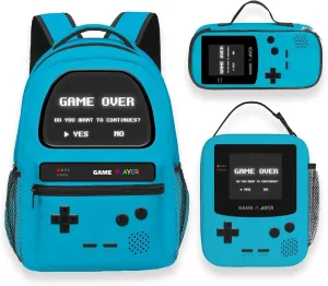 Boys Backpack Set With Lunch Bag and Pencil Case, Gamer Backpacks For Kids Boys Children Teens, Video Game Bookbag, Large Travel Laptop Backpacks