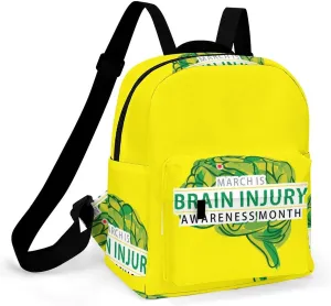 Brain Injury Awareness Month Backpacks Laptop Mini Backpacks for Women Travel Shoulder Bag Bookbag Rucksack Daypack 10 Inch