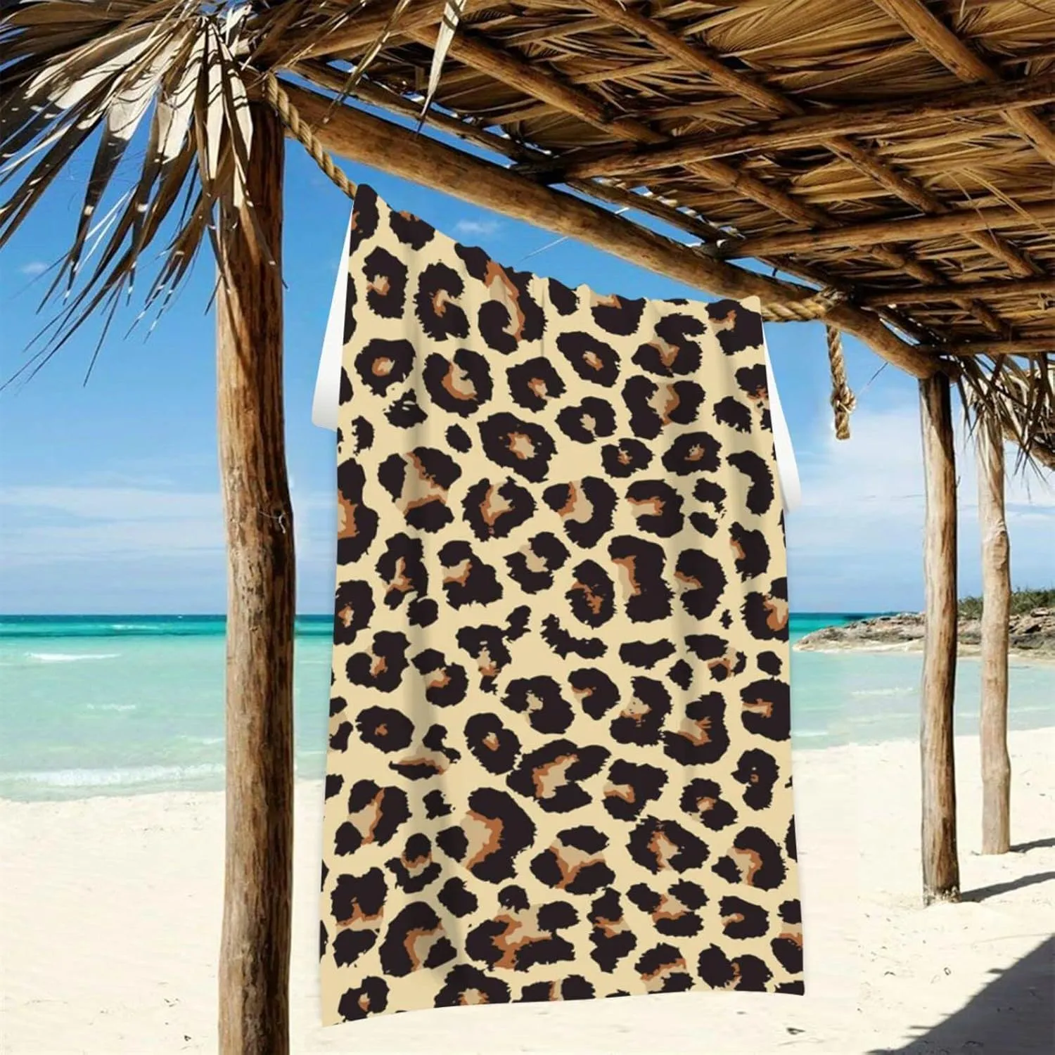 Brown Cheetah Leopard Print Beach Towel 30" x 60", Super Absorbent Bath Towel Quick Dry Lightweight Towel for Beach Yoga Travel Swim Camping Holiday