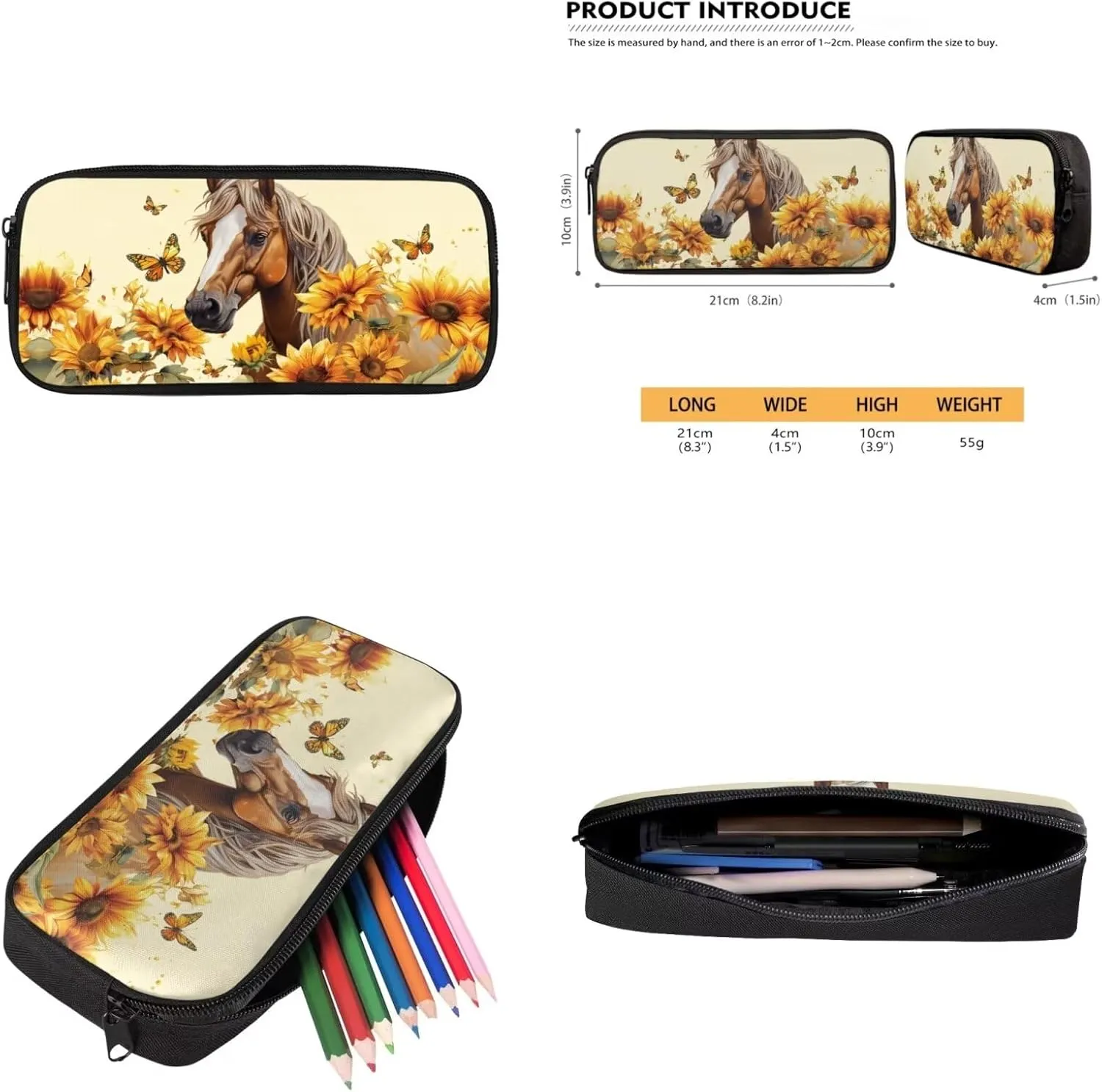 Brown Horse Kids Backpack Boys Elementary School Students Preschool Backpack with Lunch Box Pencil Case Organizer Wrist Strap Keychain Suitable for Various Occasions Such As Traveling,School