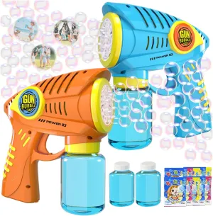 Bubble Gun for Kids Ages 4-8, 2 Pack Automatic Bubble Guns Toys Gift Boys and Girls 4-8 Year Old - Summer Outdoor Play Toy Bubbles Blaster Maker Blower for Kid Party, Birthday, Wedding