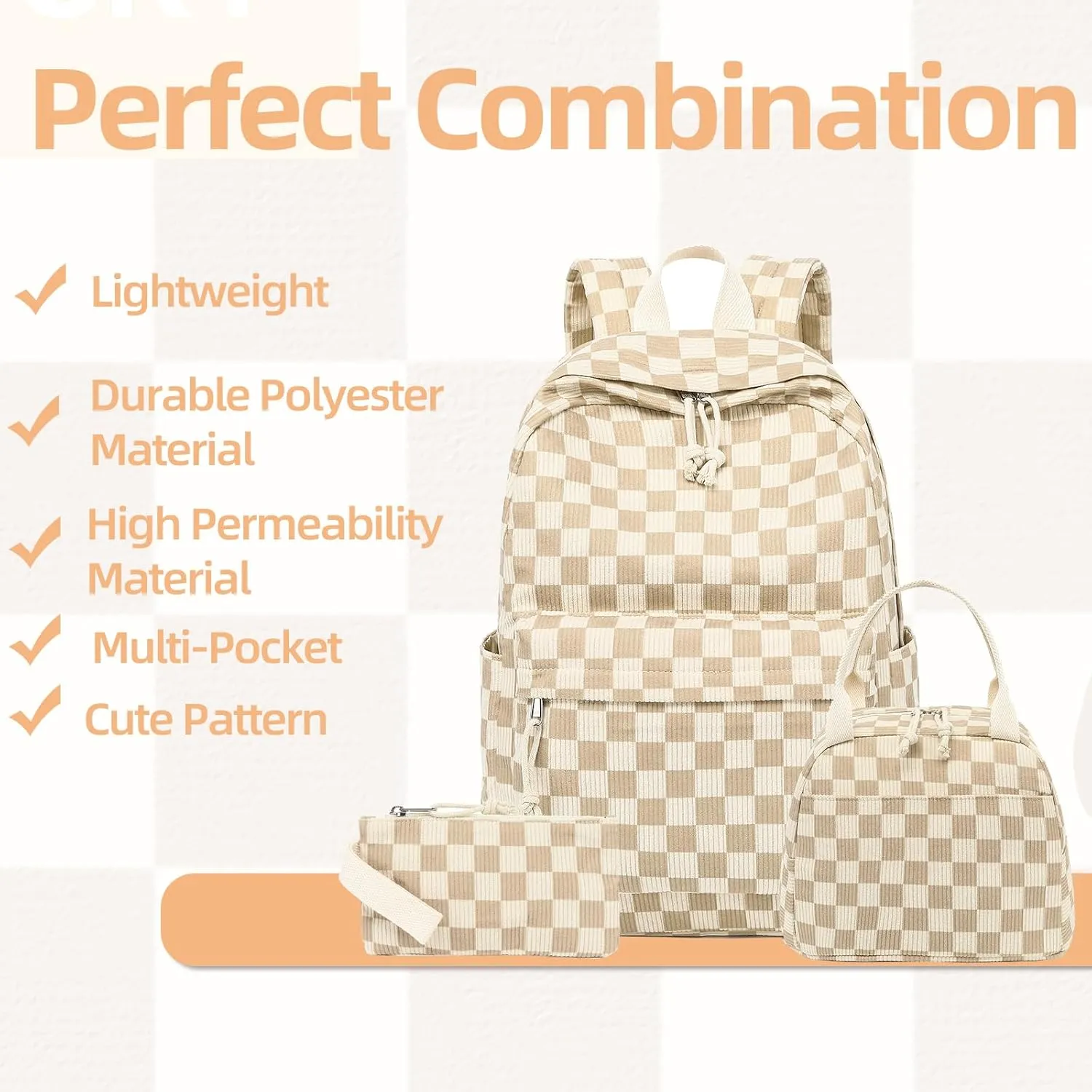 CAMTOP Backpack for School Kids Cute Backpacks for Girls Elementary Lighweight Bookbag with Lunch Box Pencil Case 3 in 1