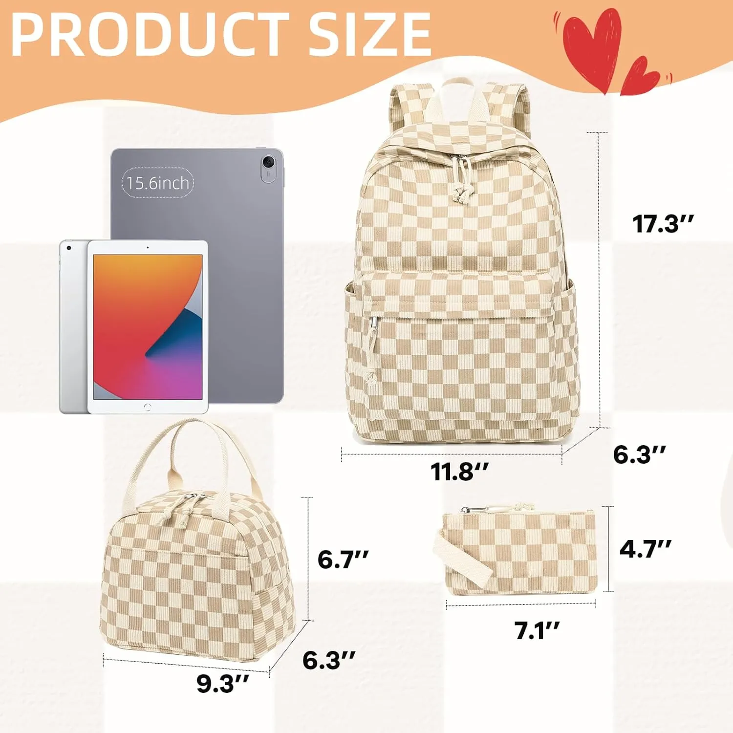 CAMTOP Backpack for School Kids Cute Backpacks for Girls Elementary Lighweight Bookbag with Lunch Box Pencil Case 3 in 1