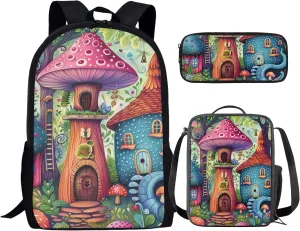 Cantaloupe Otter Backpack And Lunch Bag Set for Girls Boys Soft Mesh Adjustable Shoulder Strap Book Backpacks with Pencil Bag Student Insulated Lunch Bag Daypack 3 Pcs Blue