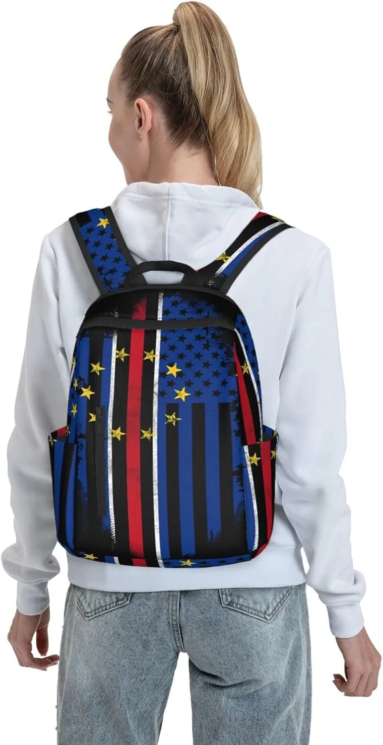 Cape Verdean American Flag Cabo Verde Casual Backpacks Laptop Backpack Outdoor Travel Rucksack Sport Carry-On Daypack Lightweight Bag with Multi-Pockets