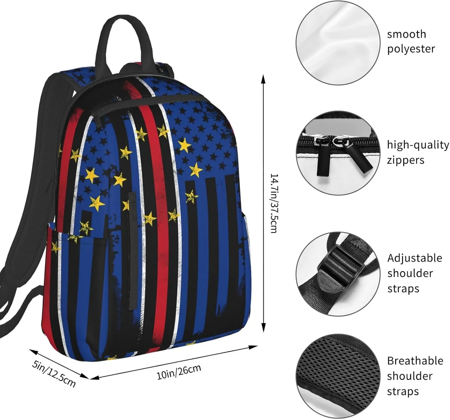 Cape Verdean American Flag Cabo Verde Casual Backpacks Laptop Backpack Outdoor Travel Rucksack Sport Carry-On Daypack Lightweight Bag with Multi-Pockets