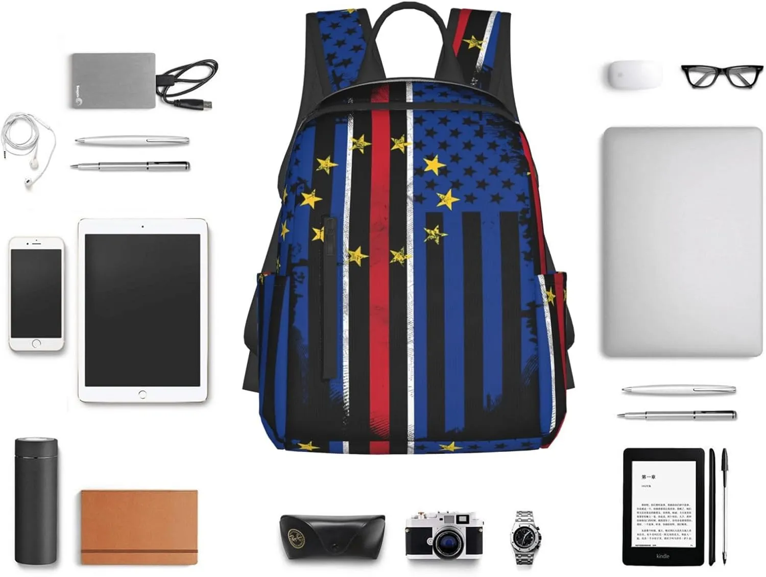Cape Verdean American Flag Cabo Verde Casual Backpacks Laptop Backpack Outdoor Travel Rucksack Sport Carry-On Daypack Lightweight Bag with Multi-Pockets