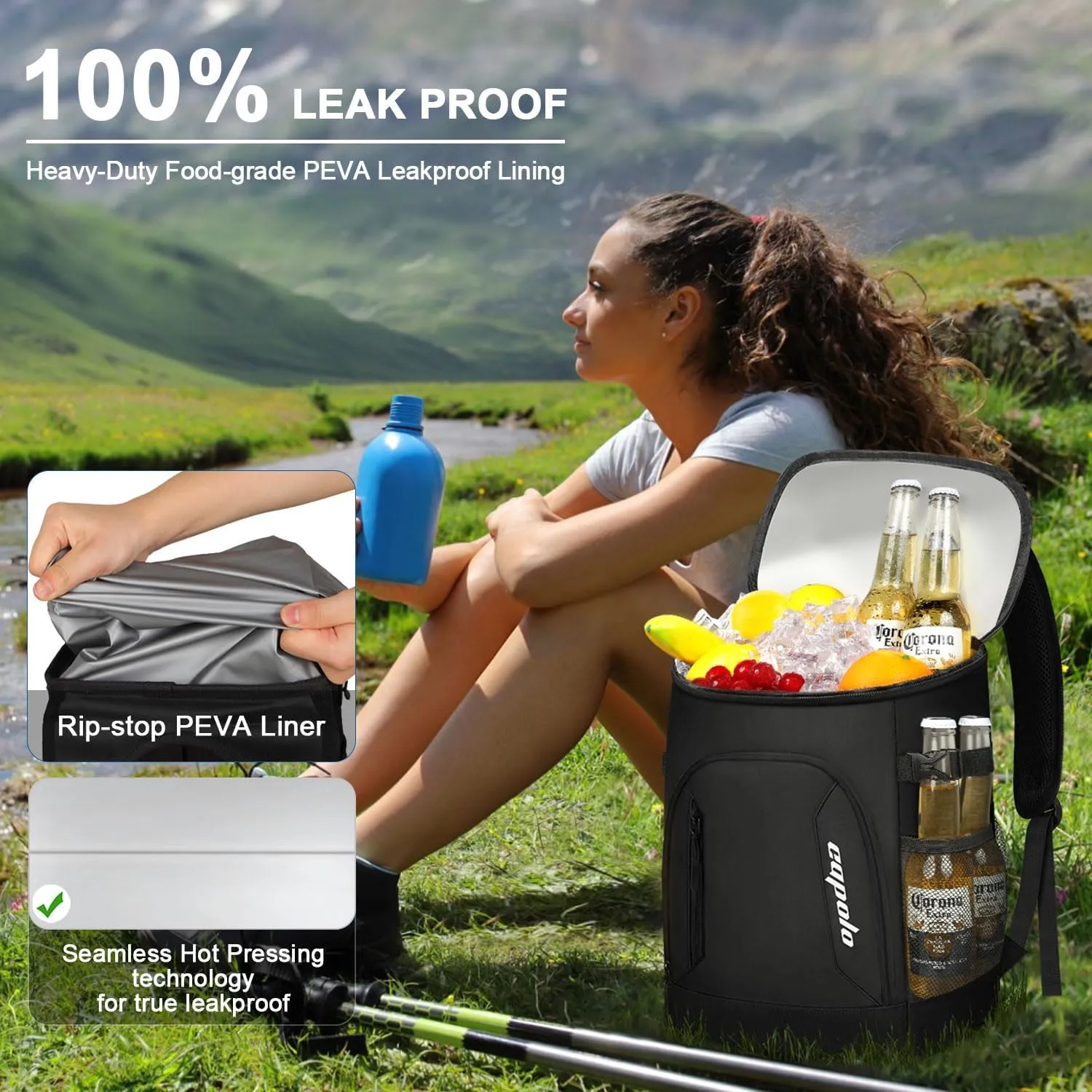 Capolo Cooler Backpack 30/45 Cans, Insulated Thermal Bag Beverage Soft Cooler Lunch Camping Travel Picnic Hiking for Men Women