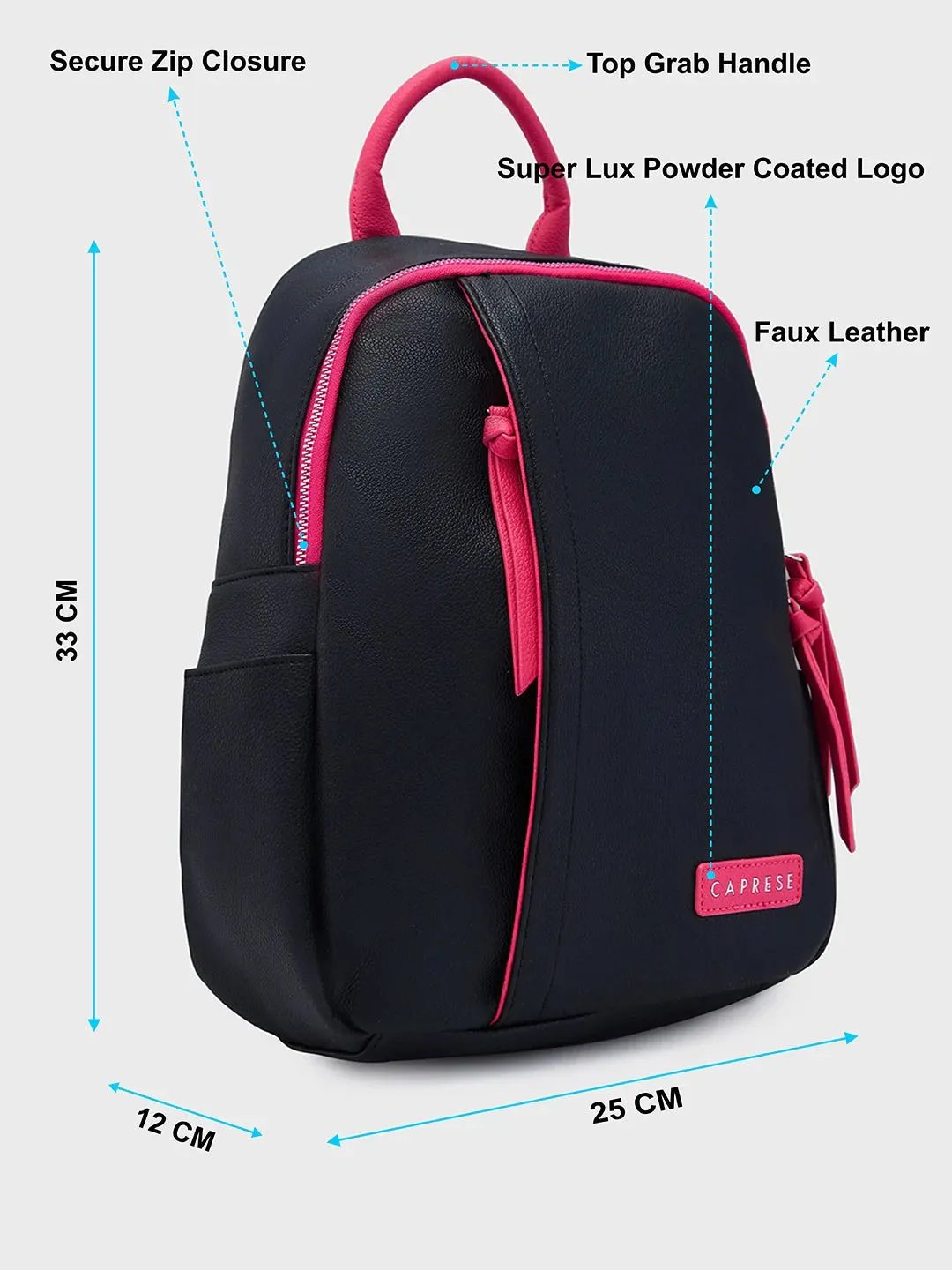 Caprese Tia Medium Black Backpack