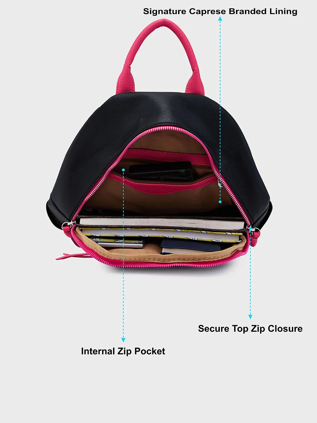 Caprese Tia Medium Black Backpack