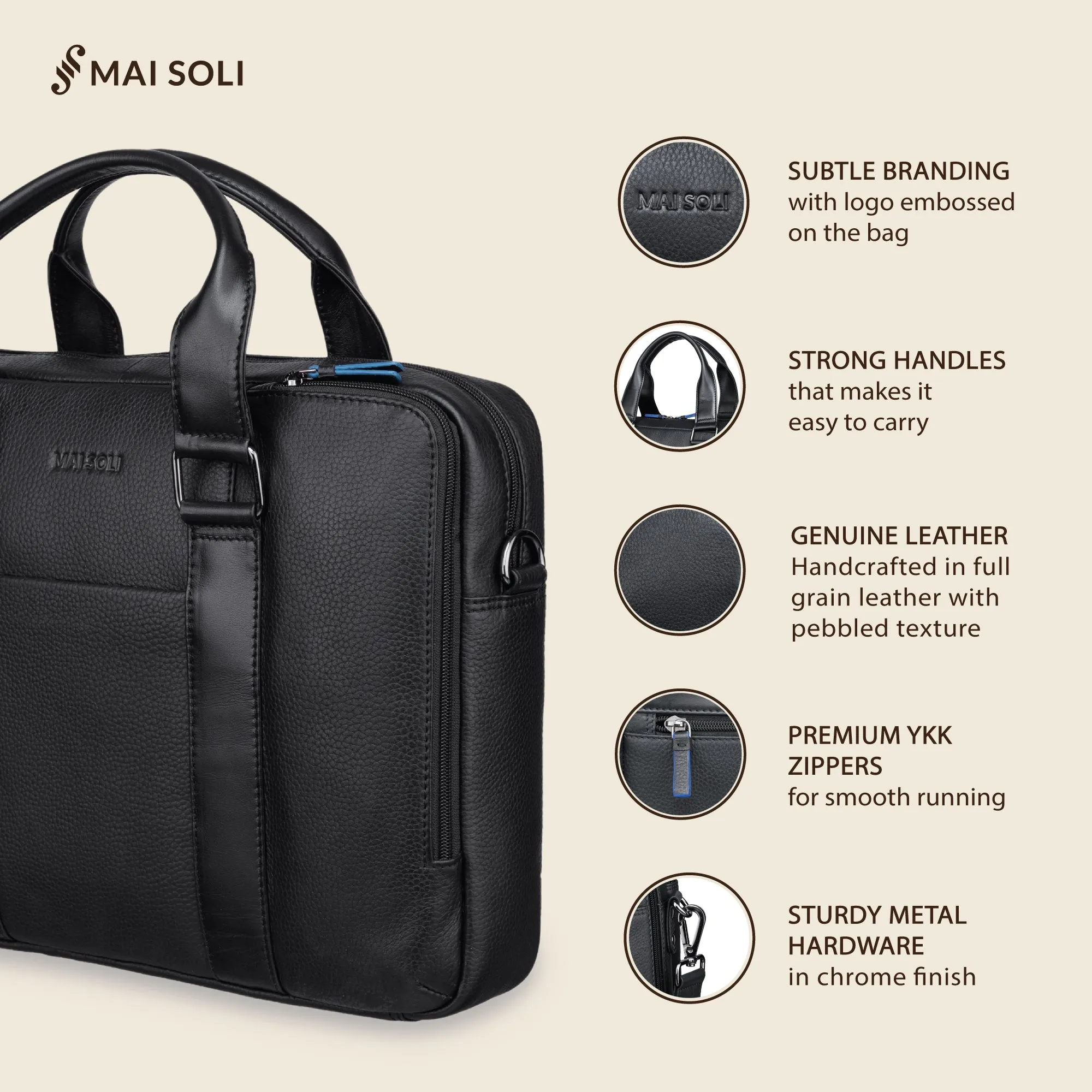 Carter Multi-pocket Laptop Bag - Black