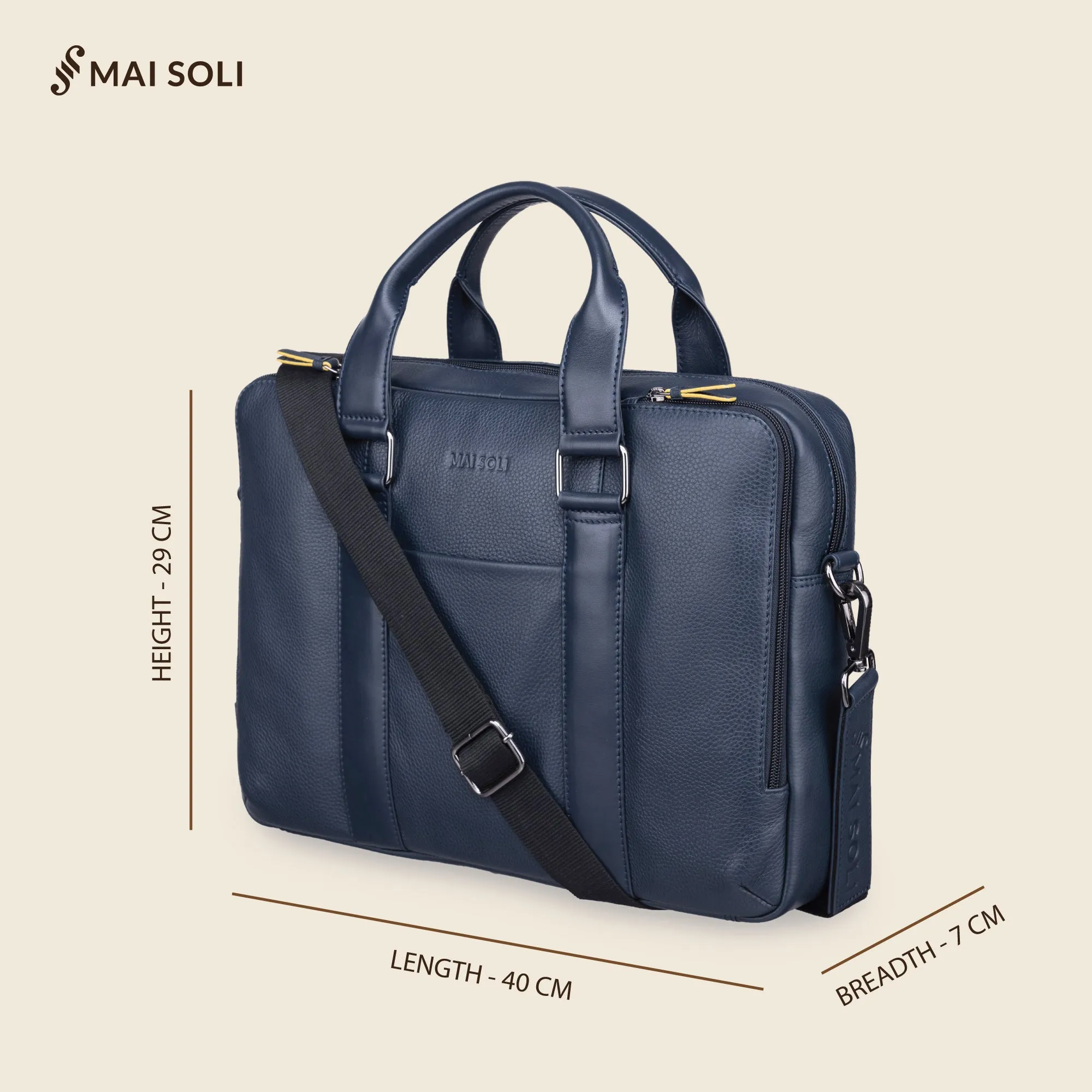 Carter Multi-pocket Laptop Bag - Navy Blue