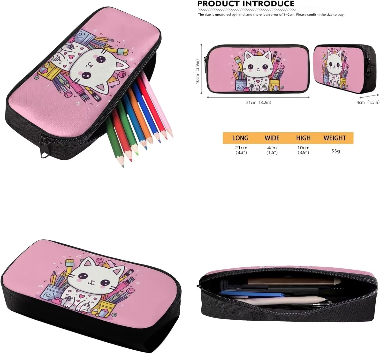 Cartoon Cat Kids' Backpacks & Lunch Boxes Pen Kids Bookbag Travel Backpack for Kids Bento Box Lunch Bag for Kids Pencil Box Storage Water Resistant Kids Travel Backpack