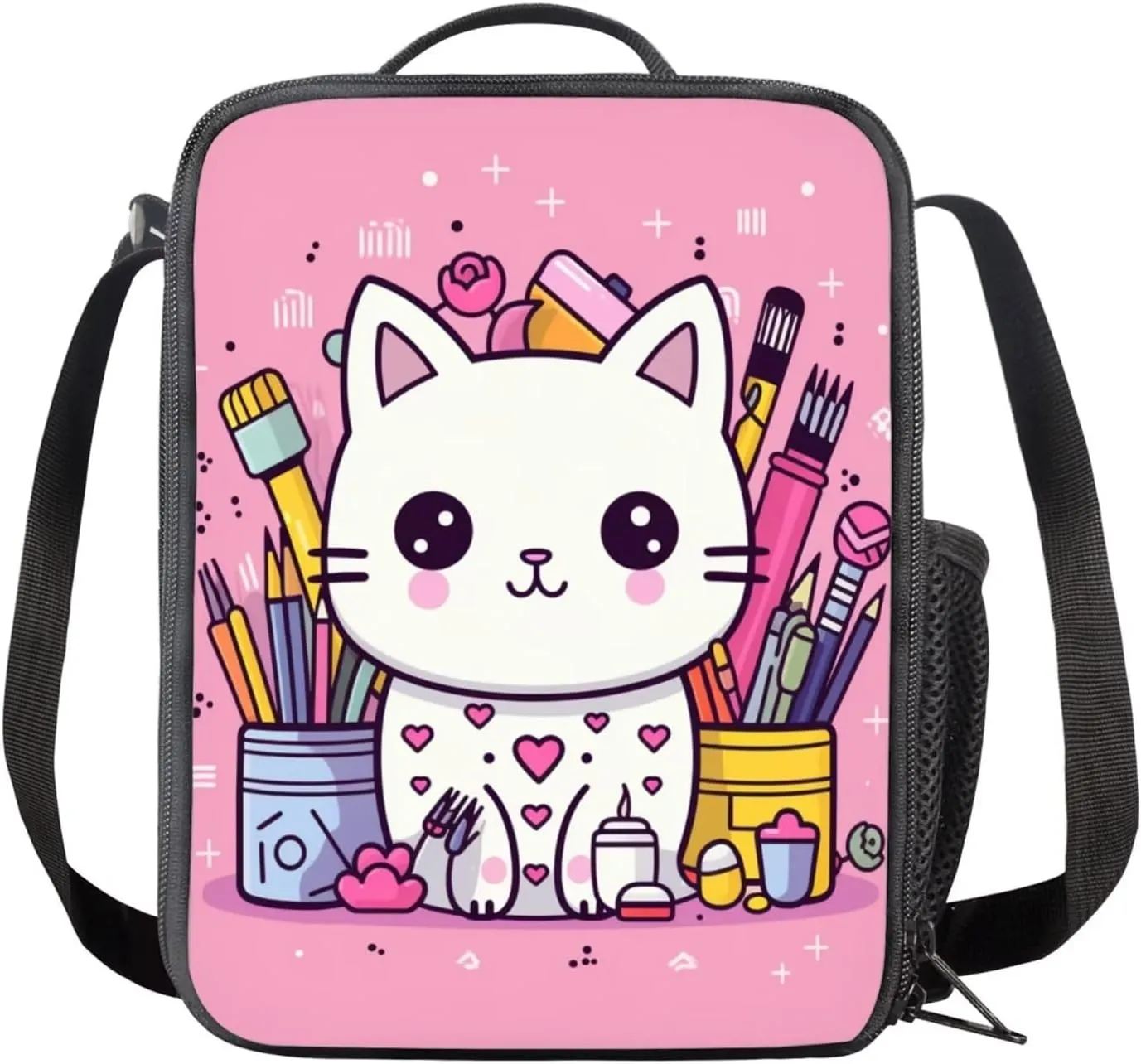 Cartoon Cat Kids' Backpacks & Lunch Boxes Pen Kids Bookbag Travel Backpack for Kids Bento Box Lunch Bag for Kids Pencil Box Storage Water Resistant Kids Travel Backpack
