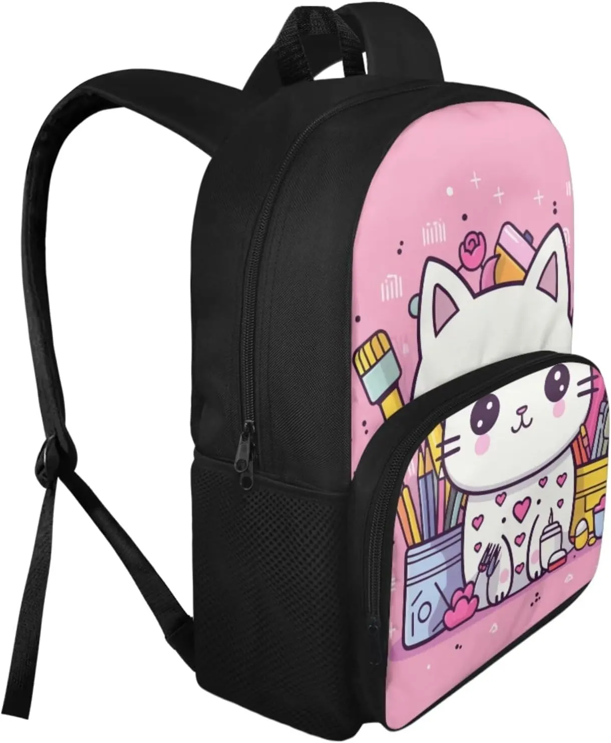 Cartoon Cat Kids' Backpacks & Lunch Boxes Pen Kids Bookbag Travel Backpack for Kids Bento Box Lunch Bag for Kids Pencil Box Storage Water Resistant Kids Travel Backpack