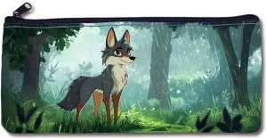 Cartoon Wolf Cosmetic Bag, Pencil Bag, Multi-colored, Casual